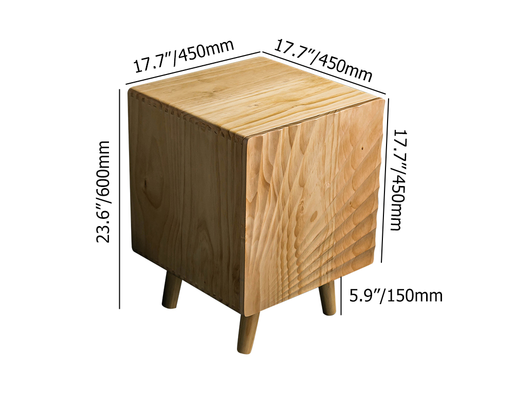Farmhouse Wooden Nightstand with Door & 2-Tier Storage Shelves for Bedroom