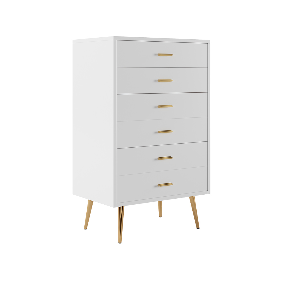Modern Wood Dresser with 4 Drawers in White Storage Chest for Bedroom