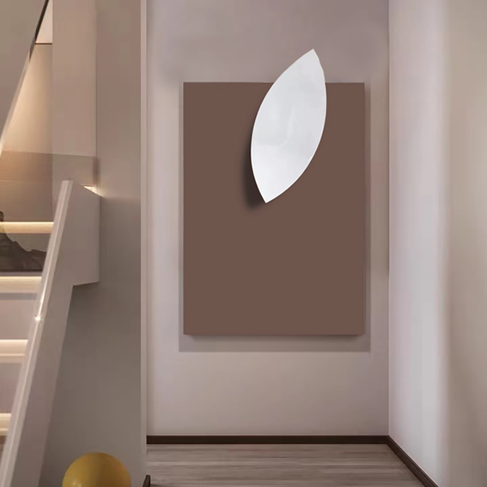 Minimalism Wooden Rectanglar Wall Decor Decorative Painting 3D Crescent Chocolate Colour