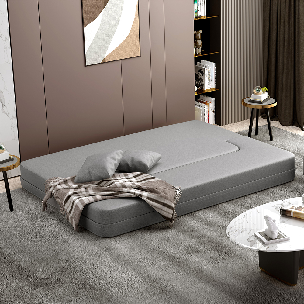79" Modern Folding Sofa Bed Leath-Aire Upholstered Full Sleeper