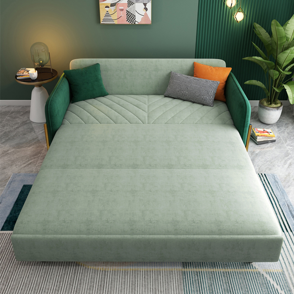 King Sleeper Sofa Green Upholstered Convertible Sofa