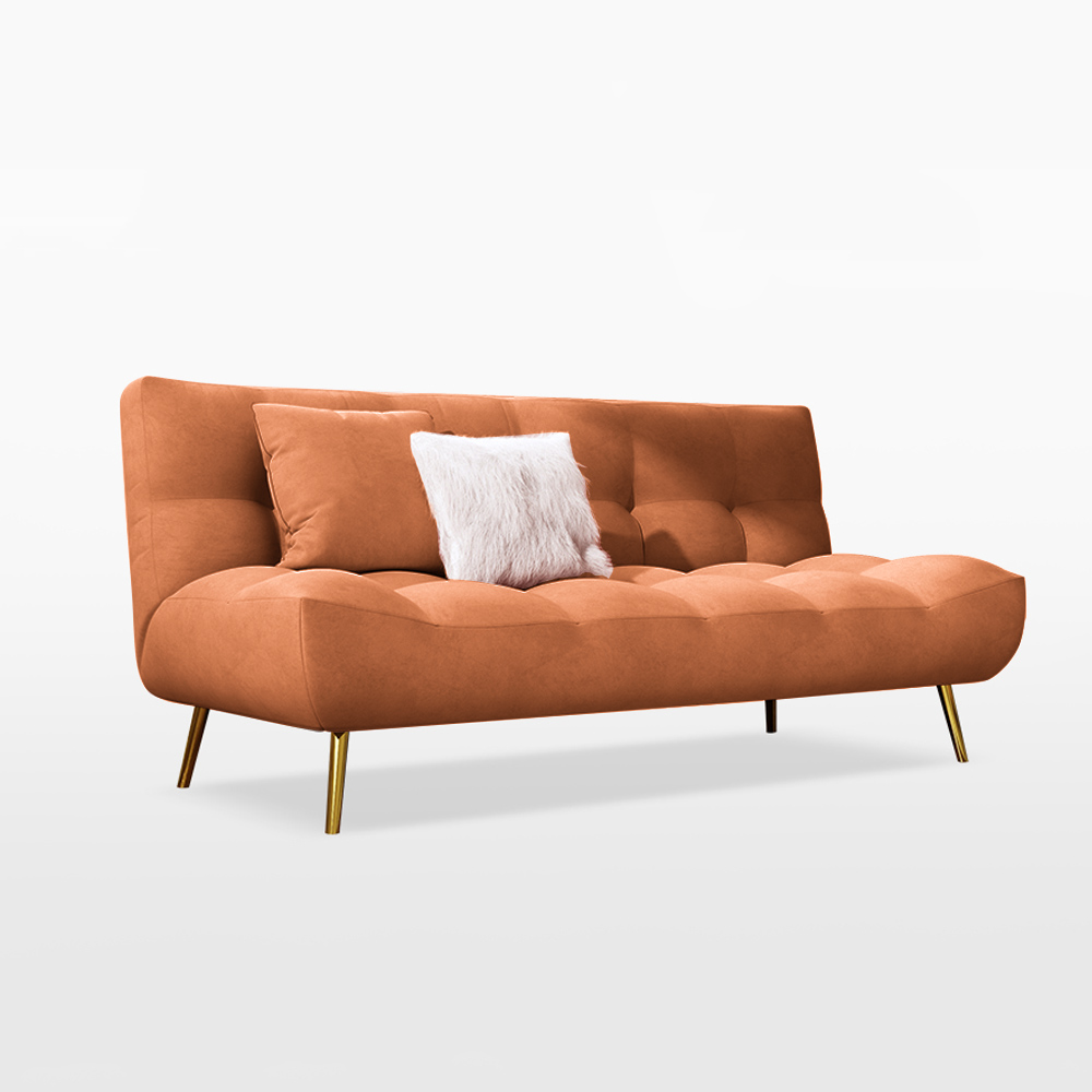 1800mm Orange Sleeper Schlafsofa Cabrio Sofa Couch Samt Polsterung