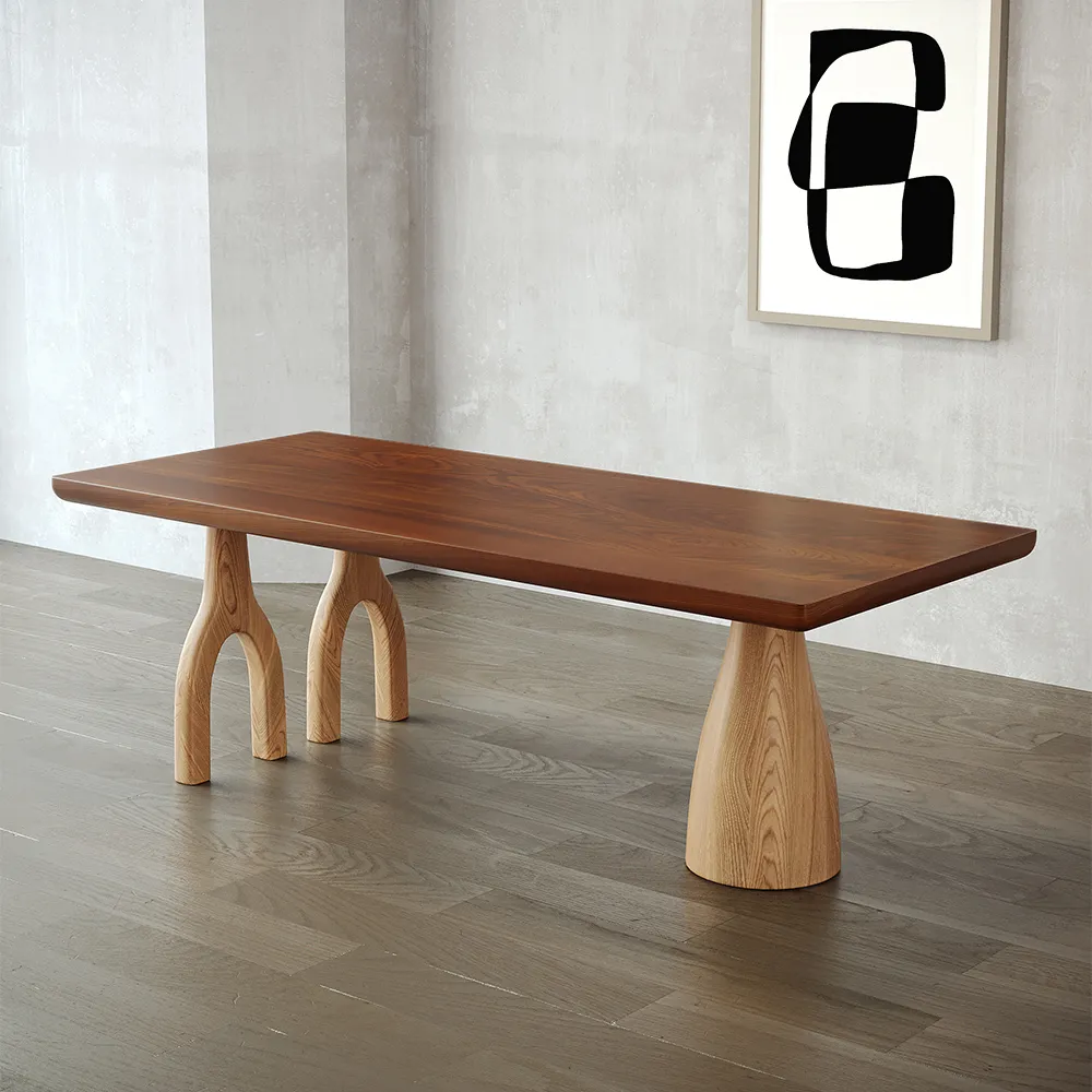 Japandi 1400mm Solid Wood Dining Table Walnut Rectangle Tabletop for 6 Person