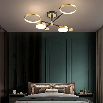 Nordic Style Semi Flush Mount Lighting Gold Black Ceiling Light Fixture Led Ring Homary - Led Ceiling Lights For Bedroom Uk