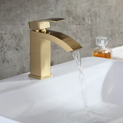 Baño lavabo grifo para baño sola palanca cepillado oro mezclador baño fregadero gudetap GT7508BG 