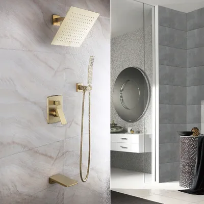 Shower Bath swivel filler spout matte black gloss brass gold rose gold 250 mm 
