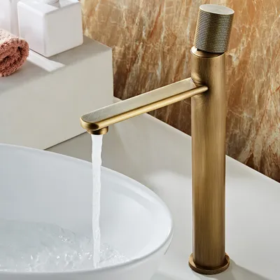 Waschbecken Wasserhahn Wasserfall Badezimmer Gebürstetem Gold Einhebelmischer