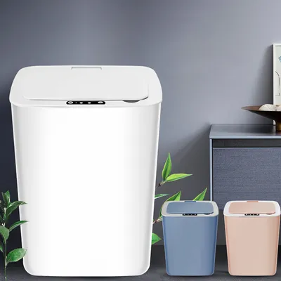 White Intelligent Touchless Sensor Trash Can with Odor-Absorbing Deodorizer  Area