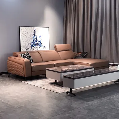 L Shaped Sectional Sofa With Chaise, Faux Leather Theater Seating