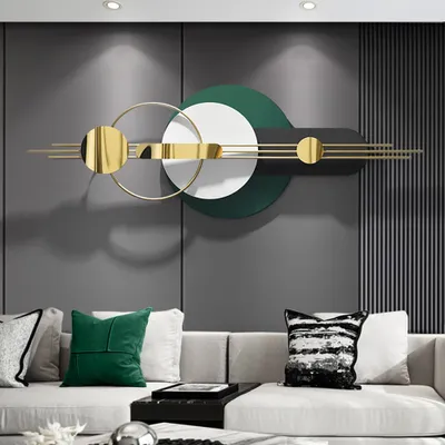 Modern Metal Wall Decor For Living Room Bedroom Geometric Art In Gold Green Homary - Metal Wall Decorations For Bedroom
