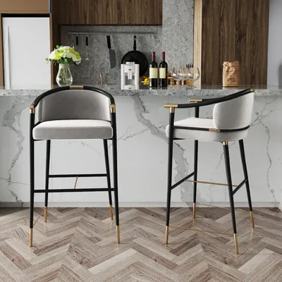 Modern Counter Height Bar Stool With, Gray Padded Counter Stools