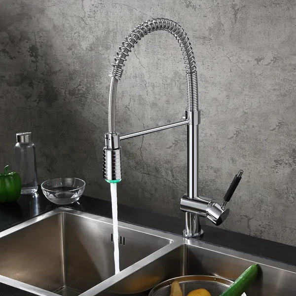 Trins LED Single-Handle Commercial Spring Kitchen Sink Faucet ...