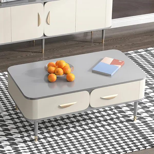 Modern White Gray Coffee Table With, Gray Coffee Table With Storage