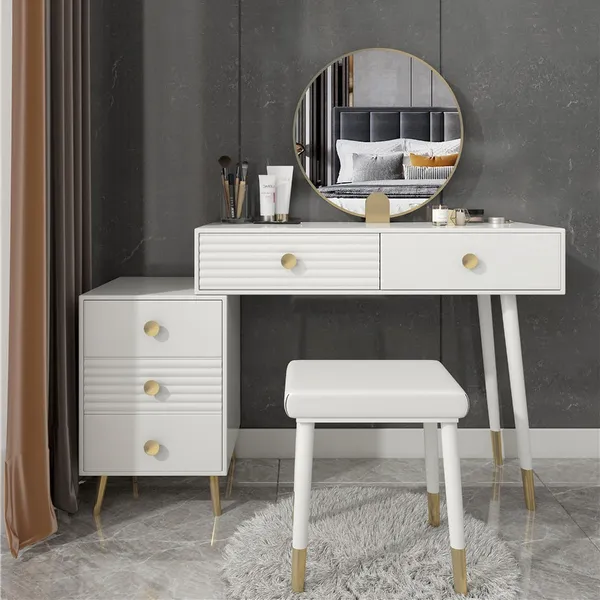 Modern Makeup Vanity Desk Set, Small Bedroom Vanity With Storage