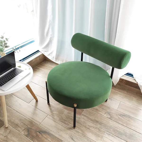 Round Green Accent Chair Velvet, Green Armless Accent Chair