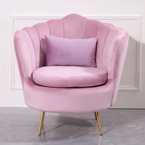 Modern Pink Velvet Accent Chair, Pink Leather Chair Cushion