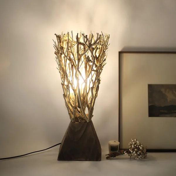 Rustic Farmhouse Driftwood Table Lamp, Twig Table Lights
