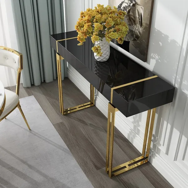 Modern Luxury Black Console Table With, Black Modern Console Table With Storage