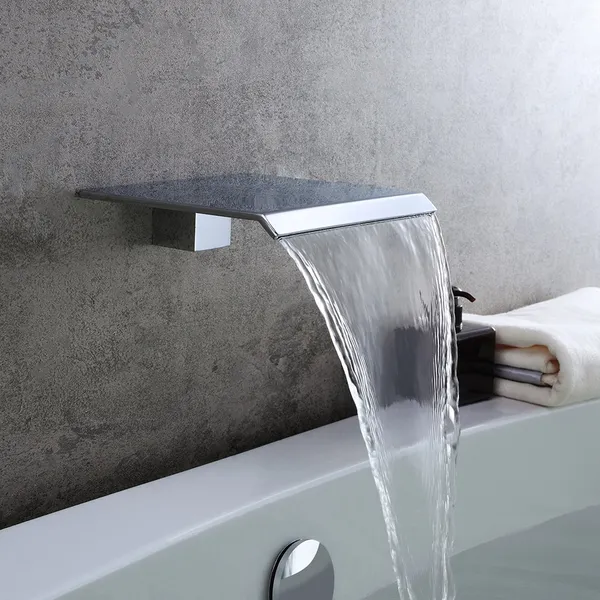 cromo pulido kunmai moderno cascada montado en la pared de acero inoxidable baño boquilla 