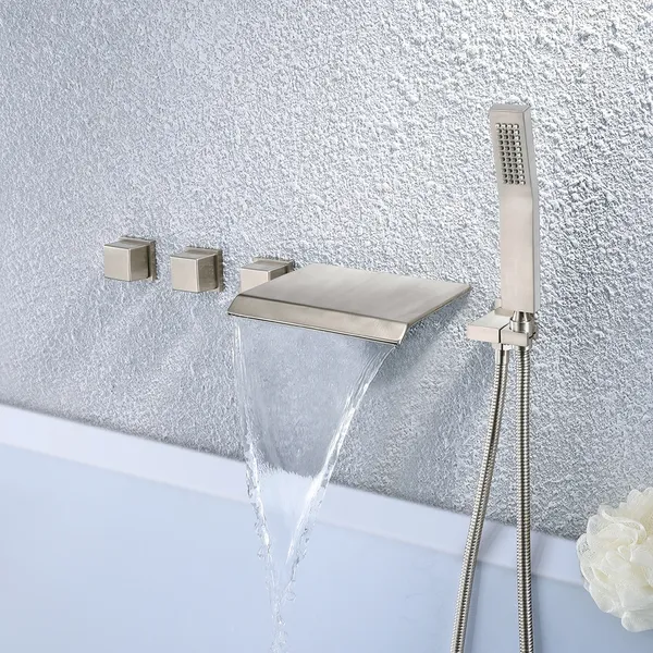 Moda Waterfall Wall Mounted Tub Filler Faucet with Hand Shower 