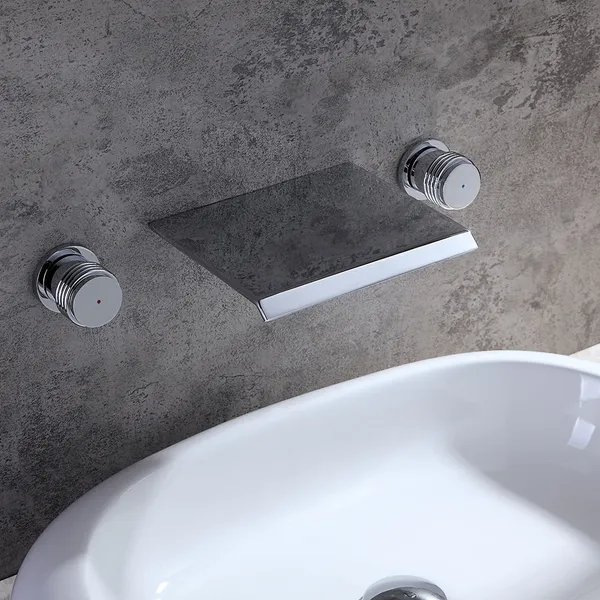 moderno y lujoso grifo de palanca de baño Grifo mezclador para lavabo de cascada blanca 