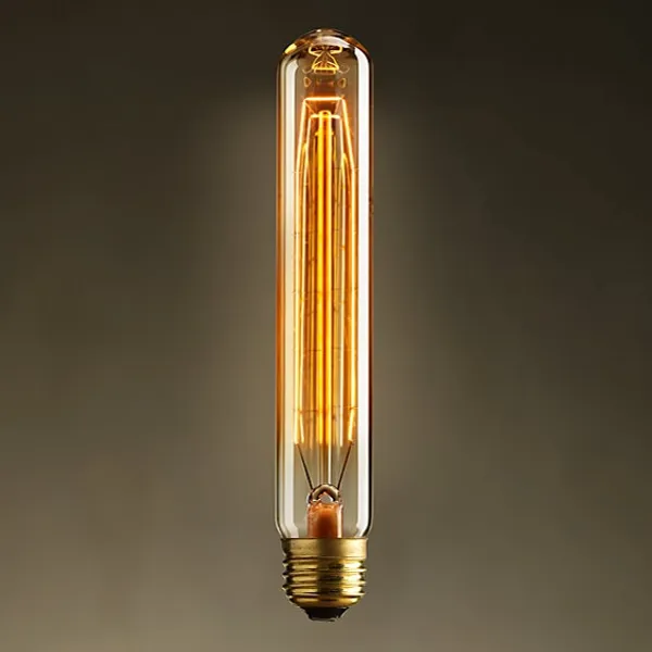 E26 40W Retro Style Electric Baton Edison Incandescent Bulb Single Light in  Brass Finish
