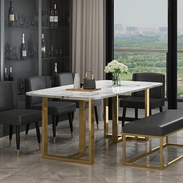 White Rectangle Dining Table Homary, White Dining Room Table With Gold Legs
