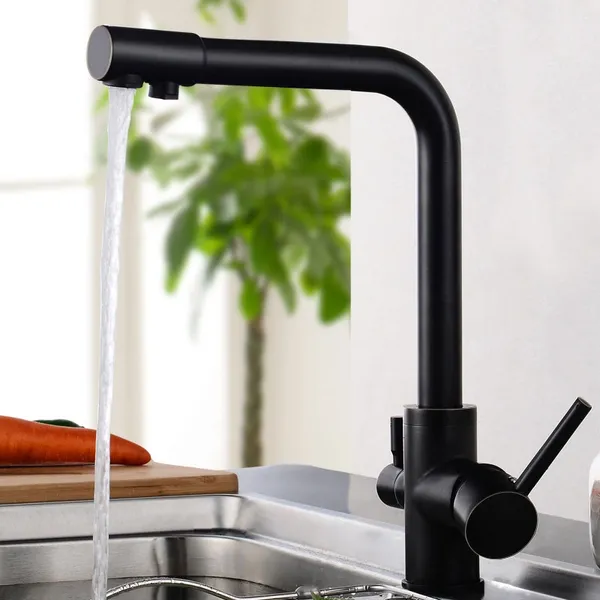 Stev Traditional Dual Lever Handle Water Filtering 1-Hole Kitchen Sink Mixer Tap 