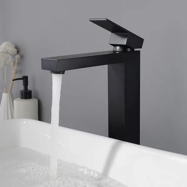 Bathroom Vessel Sink Faucet Modern Basin Mixer Tap Tall body Single Handle Black 