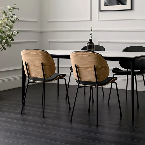 Modern Dining Chairs Upholstered, Metal Cushioned Dining Chairs