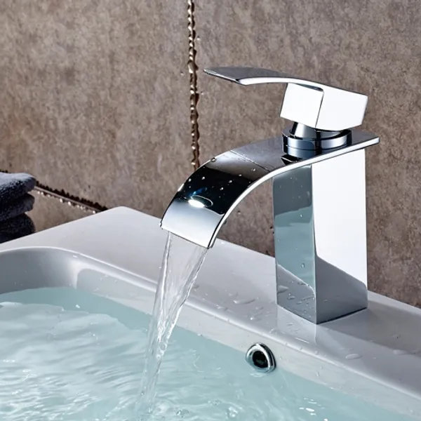 Wasserhahn Badezimmer Wasserfall Waschbecken Verchromt Messing Waschtischarmatur 