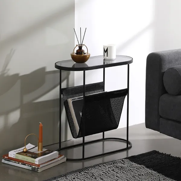 METAL WITH A MAGAZINE RACK ACCENT TABLE 