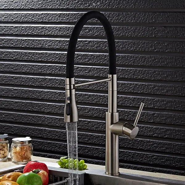 Kitchen Sink Mixer Taps With Pull Out Spray Hose Monobloc Basin Black Tap 