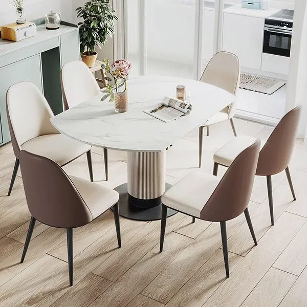 Modern Leaf Extendable Stone Dining, Modern Dining Room Table With Leaf