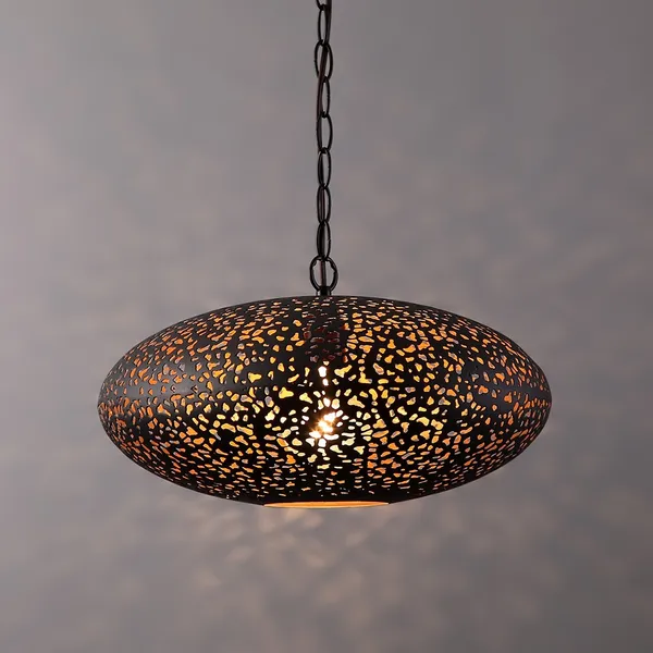 *NEW* Black Metal Pendant Light Lamp Ceiling Shade Cut Out Moroccan Gold/copper 