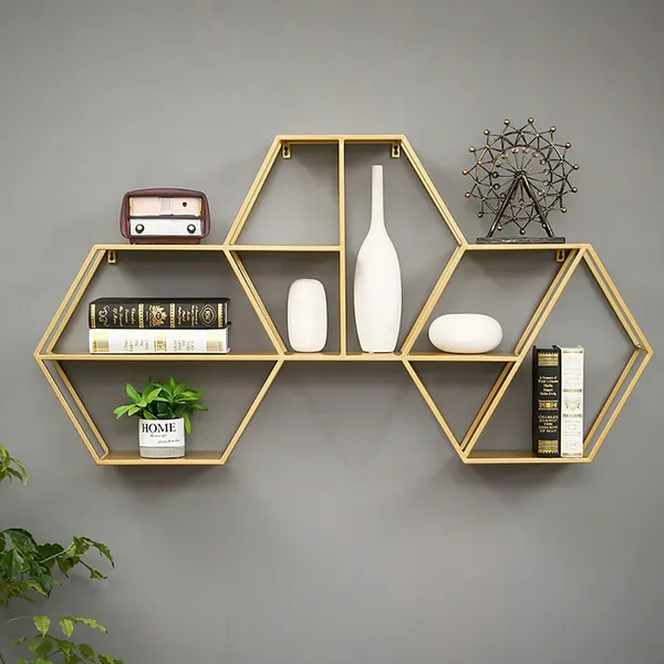 Nordic 3 Hexagon Floating Shelf, Ornamental Wall Shelves