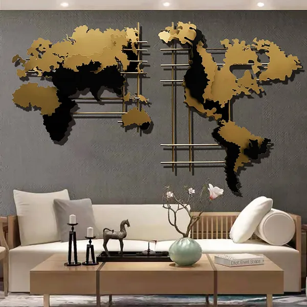 Modern 3d Metal World Map Home Wall Decor Art Homary - World Map For Wall Decor