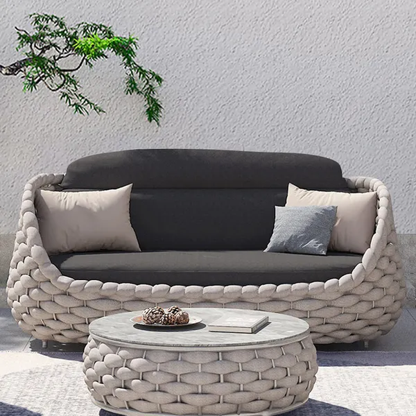 3 Seater Modern Woven Textilene Rope, Woven Rope Outdoor Furniture