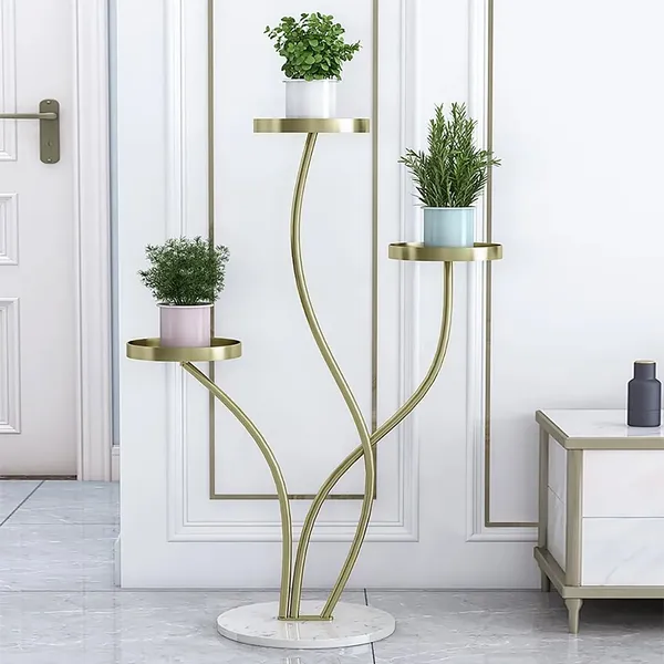 Gold Corner Planter Stand Indoor Homary, Metal Plant Stand With Shelves