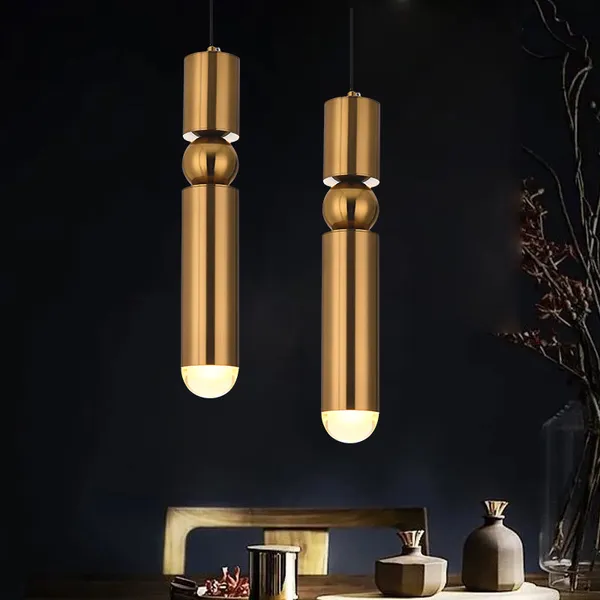 Mini Cylinder Single-Light Modern Pendant Light in Gold-Homary