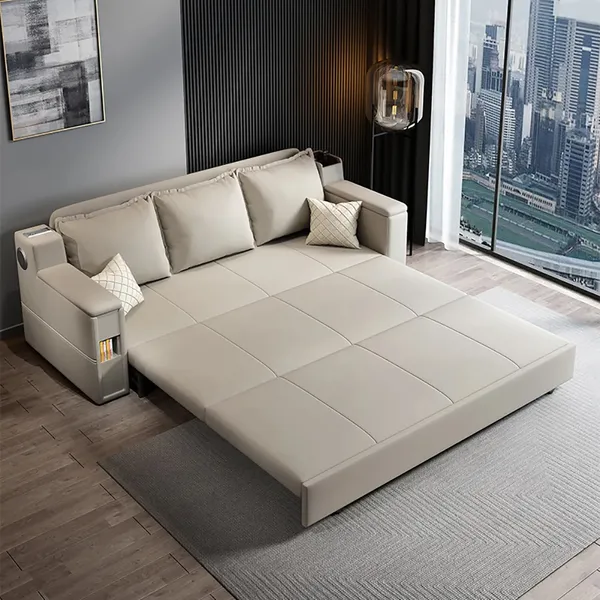 Aanvankelijk Doe herleven Afstoten 82.7" Convertible Bed Full Sleeper Sofa Leath-aire Upholstered Storage with  Speaker-Homary