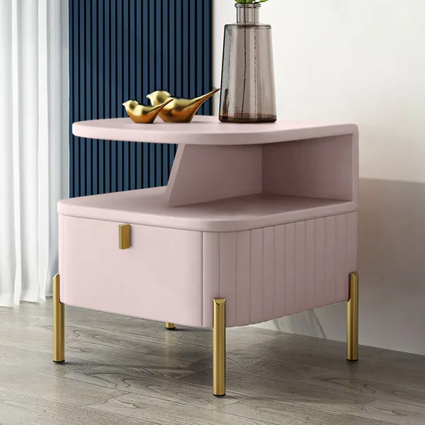 Chic Pink Faux Leather Nightstand, Faux Leather Bedside Table