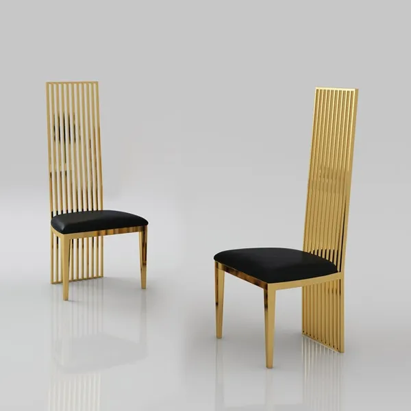 Strow Set Of 2 Dining Chair High Back, Gold Upholstered Dining Room Chairs