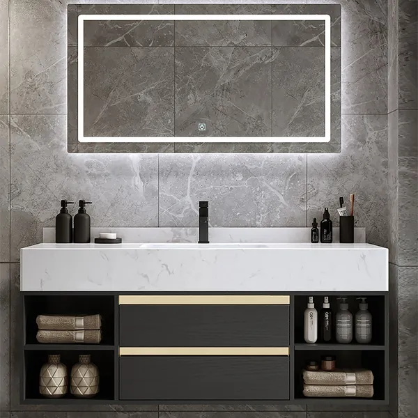 40 Floating Bathroom Vanity With Ceramic Sink 2 Drawers And Shelves Homary - Long Bathroom Vanity Sink