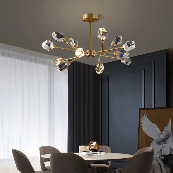 Modern Brass Sputnik Crystal Chandelier, Modern Brass Chandelier Dining Room