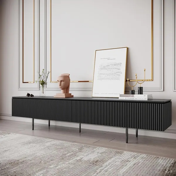 Modern 70 9 Tv Stand With Drawers Line, Metal Media Console Table