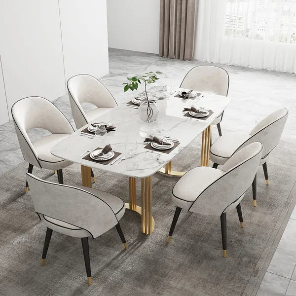 71 Faux Marble Dining Table For 6 8, Kitchen Table For 6 8