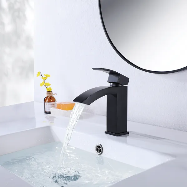 Black Monobloc Bathroom Basin Tap Brass Deck Mounted Contemporary Style Homary - Fiberglass Bathroom Farm Sink Mixer