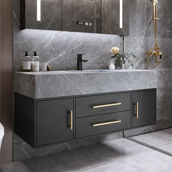 dark bathroom vanity cabinet