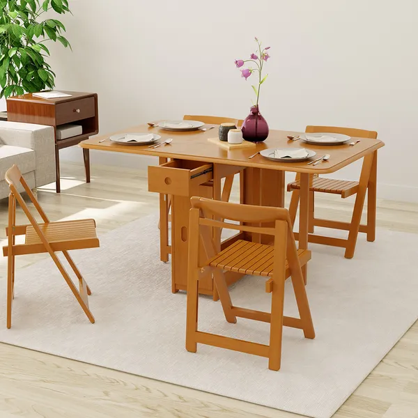57 Modern Solid Wood Folding 5 Piece, Solid Wood Folding Dining Table